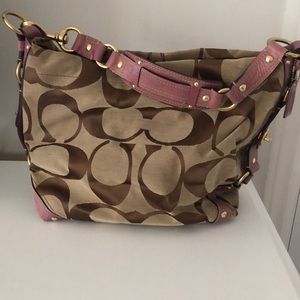 Coach Bag with purple leather trims